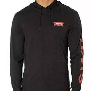 Levis Evans Hoodie Black Large Mens Spell Out